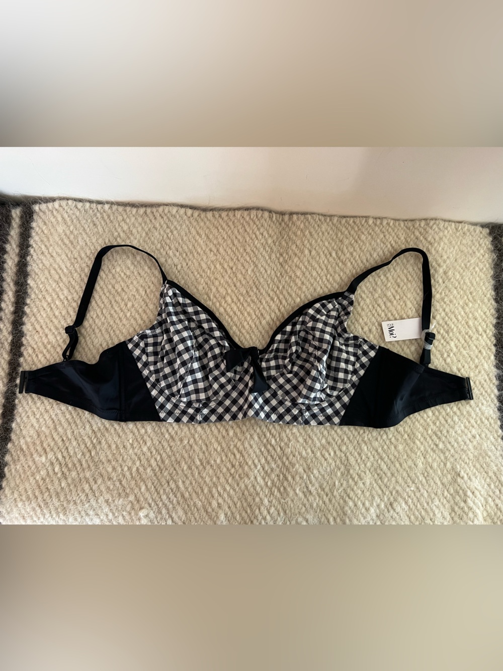 Pour Moi Checkers Longline Underwire Bikini Top UK 38F NWT